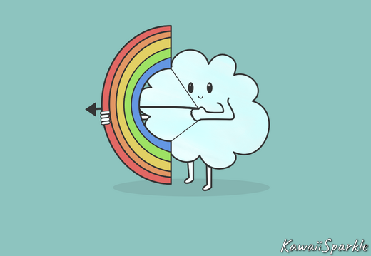 Cloud with a rainbow bow