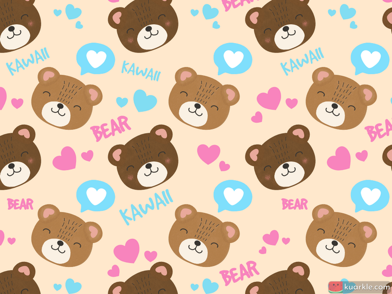 Kawaii Bear pattern with hearts