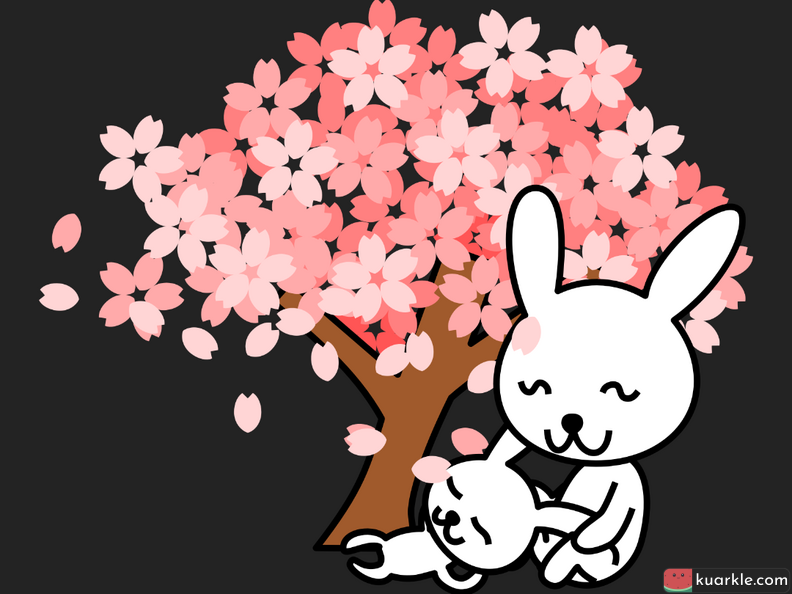 Bunny under a cherry tree wallpaper