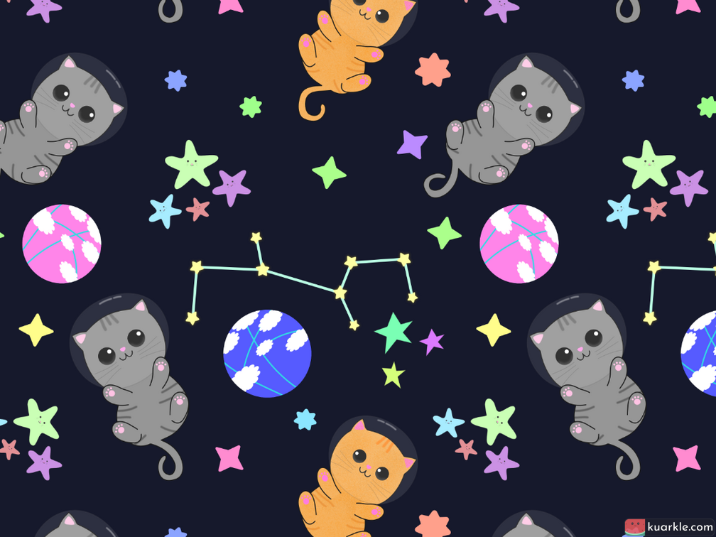Kittens in the space wallpaper