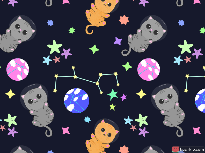 Kittens in the space wallpaper