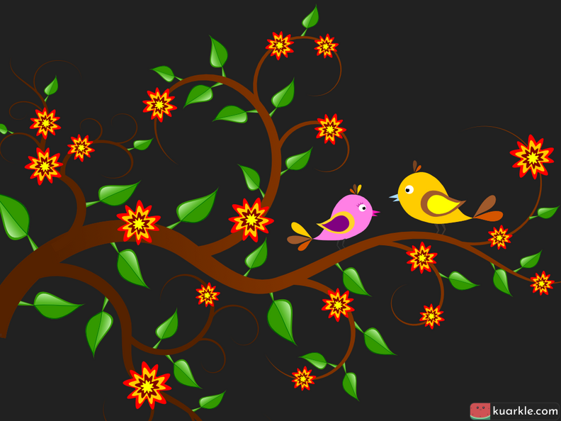 Birds on the branch wallpaper