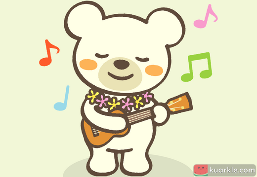 Cute bear plays guitar