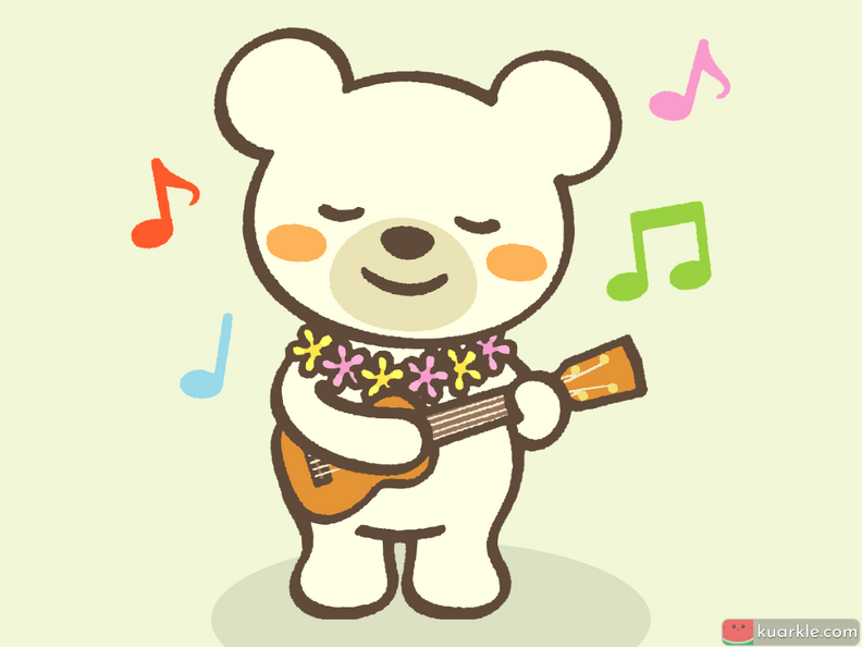 Cute bear plays guitar