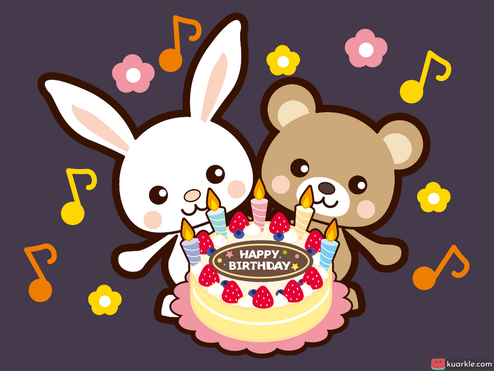 Rabbit and bear wish you happy birthday