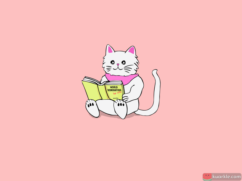 Cat reads a book
