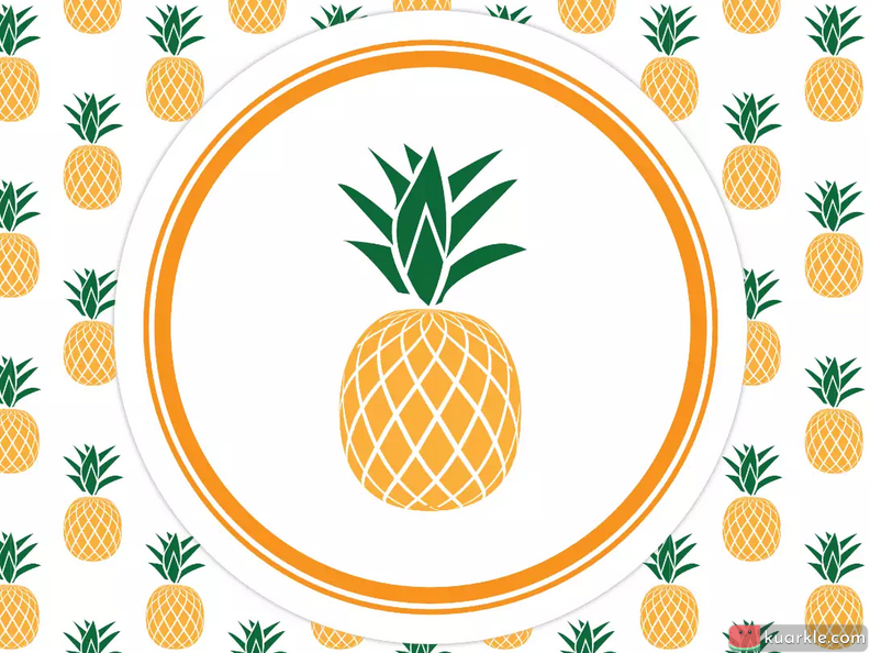 Pineapple sticker on pineapple pattern - wallpaper