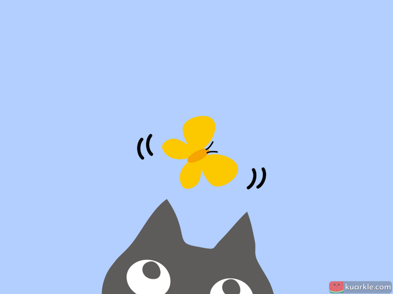 Cute cat with a butterfly wallpaper