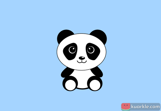 Cute panda on blue background